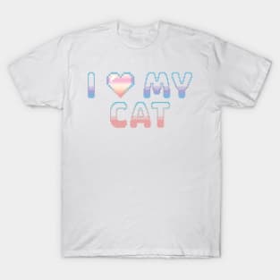 I Heart My Cat Classic Video Game Graphic Rainbow Pastel Gradient T-Shirt